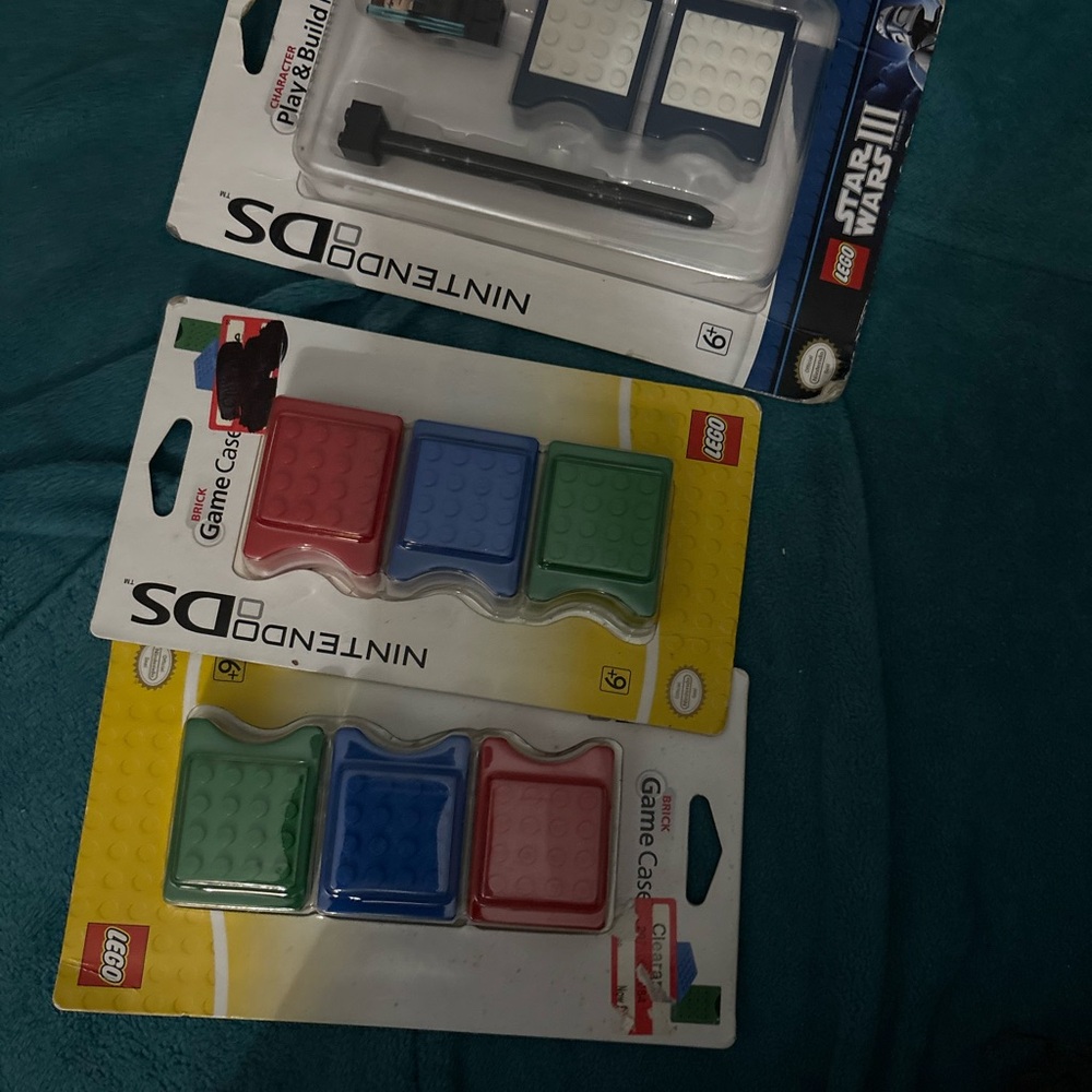 Lego Nintendo DS Game Cases in Red, Blue, Green